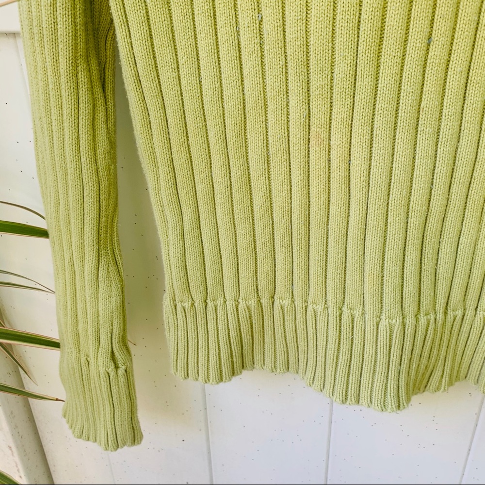 VTG vsco chunky ribbed green bell sleeve sweater - Picture 6 of 6